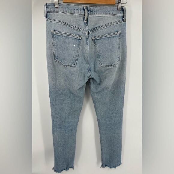 Agolde women’s Merrel mid rise straight leg light wash raw hem jean size 26 - Picture 5 of 6